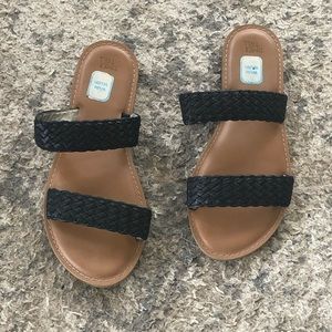 Black Braided Strap Sandals